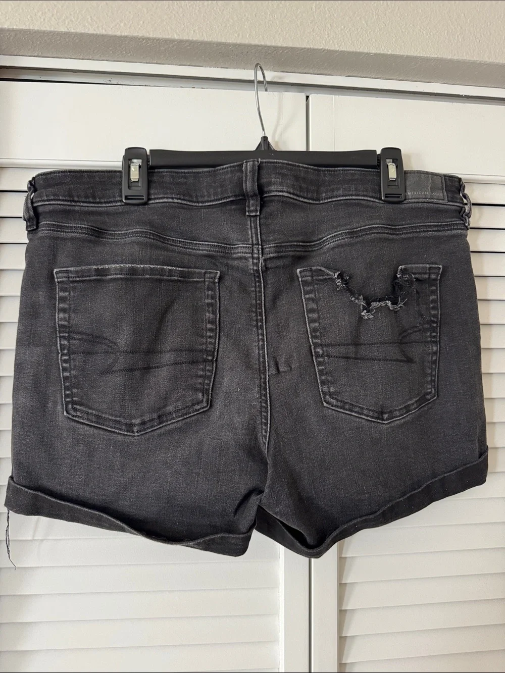 American Eagle Outfitters Black Denim Cuffed Jean Shorts